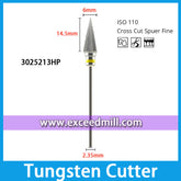 3025213HP-Cross Cut Super Fine Dental Laboratory Tungsten Carbide Cutter 2.35mm Shank